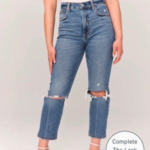 Abercrombie & Fitch Medium Wash Ultra High Rise Ankle Straight Jean